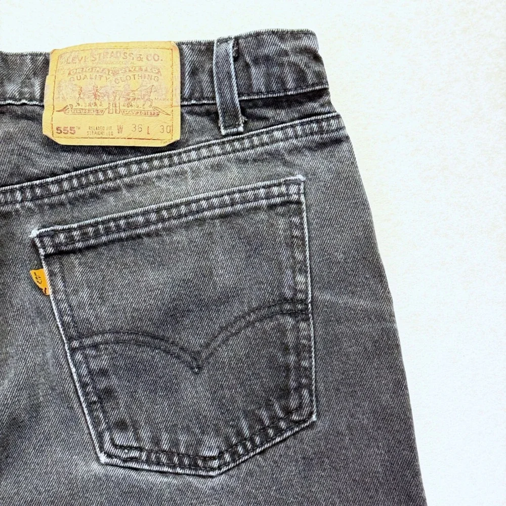 Levi's 555 Relaxed Fit Jeans *34x30 Made In USA Black Vintage Orange Tab 90s VTG